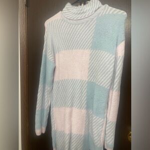 Cozy Pastel Plaid Turtleneck Sweater